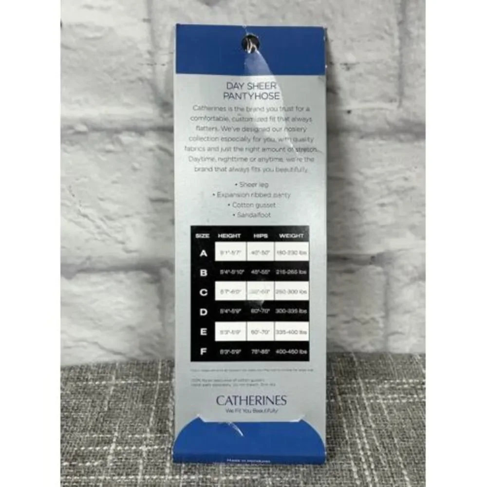 Catherine's Day Sheer Pantyhose Plus Size B Off Black New Up to 5'10